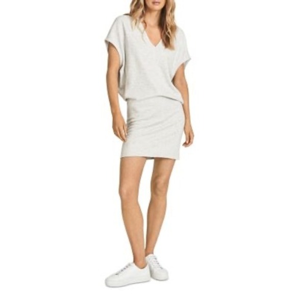 Reiss Dresses & Skirts - Reiss Lacey Grey Marl Cotton V-Neck Dolman Mini Dress Size 6 US / 10 UK